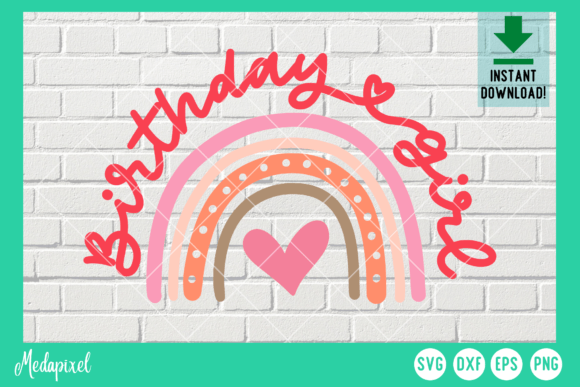 Birthday Girl Rainbow Pastel Svg Graphics for T-Shirt Designs