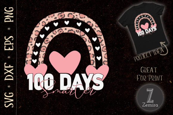 Happy 100th Day School Rainbow Leopard Graphics for T-Shirts