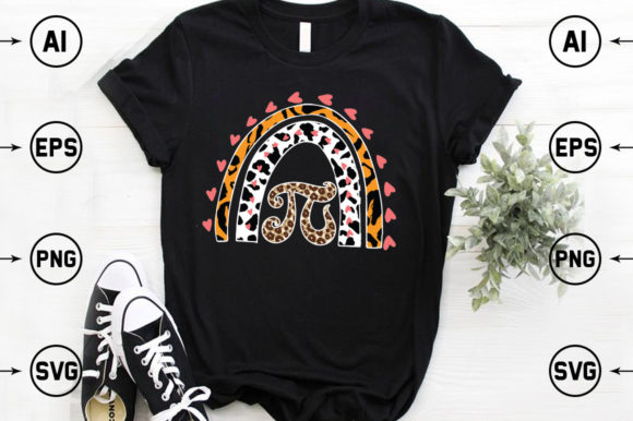 Pi Rainbow Graphics: A Vibrant T-Shirt Design for Editorial Use
