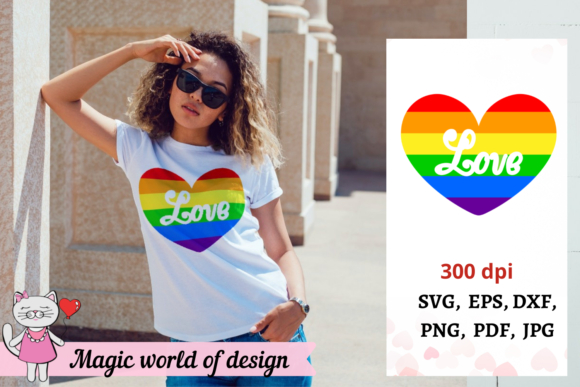 Rainbow Heart Graphics for T-Shirts & Commercial Products