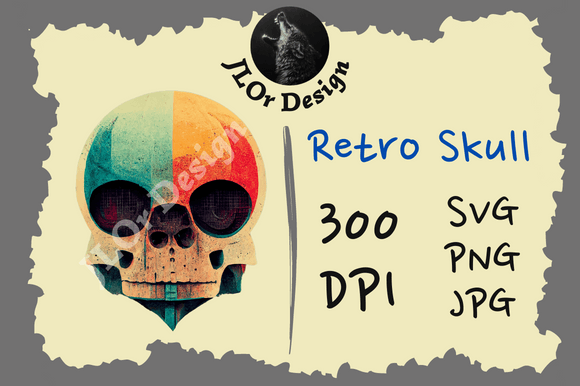 Rainbow Retro Skull Graphics for Vintage T-Shirt Designs