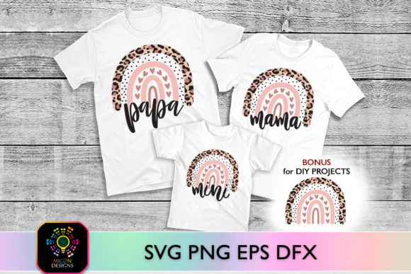 The Family Leopard Rainbow Graphics for T-Shirt Designs